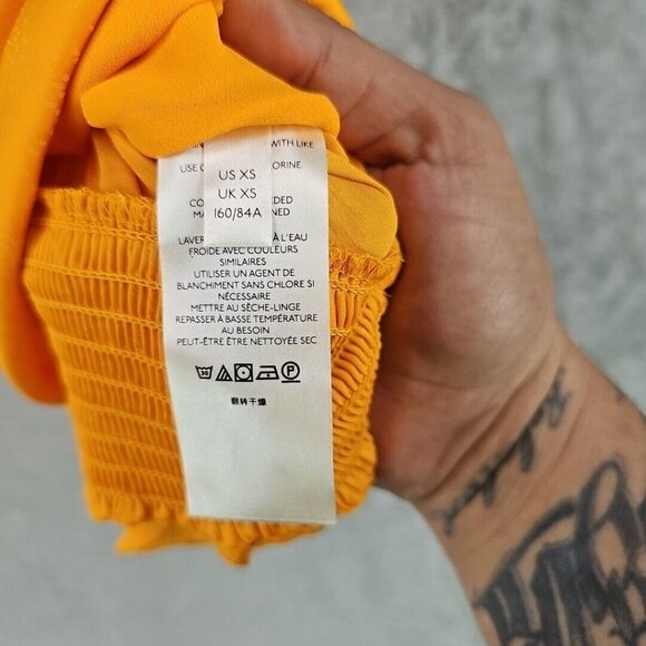 Maeve Wrap Top Womens XS Mango Textured Satin Sleeveless V-Neck Anthropologie - Picture 7 of 9